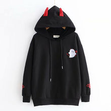 Load image into Gallery viewer, Harajuku Hoodies Girl Little Devil Horns Gothic Hooded Sweatshirts Women Autumn Loose Lolita Pullovers Tops Black White