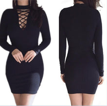 Load image into Gallery viewer, Autumn Dress Knitting Women Dresses Zipper O-neck Sexy Knitted Dress Long Sleeve Bodycon Sheath Pack Hip Dress GV090