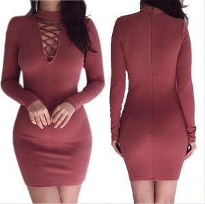 Autumn Dress Knitting Women Dresses Zipper O-neck Sexy Knitted Dress Long Sleeve Bodycon Sheath Pack Hip Dress GV090