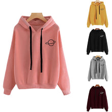 Load image into Gallery viewer, 2019 Women Hoodies Sweatshirts Casual Pullovers Planet Print Solid Loose Drawstring Long Sleeve Sweatshirt Autumn Female