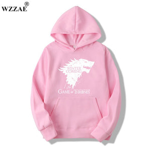 WZZAE 2018 New Game of Thrones Direwolf Men Hoodies And Sweatshirts Winter is Coming Cotton Hooded Top Quality Plus Size M-XXXL