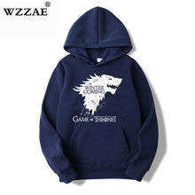 Load image into Gallery viewer, WZZAE 2018 New Game of Thrones Direwolf Men Hoodies And Sweatshirts Winter is Coming Cotton Hooded Top Quality Plus Size M-XXXL