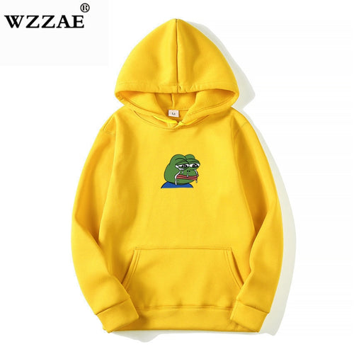 Sad tearing frog Print Hoodies Men/Women Hooded Sweatshirts 2019 New Harajuku Hip Hop Hoodies Sweatshirt Male Japanese Hoodie