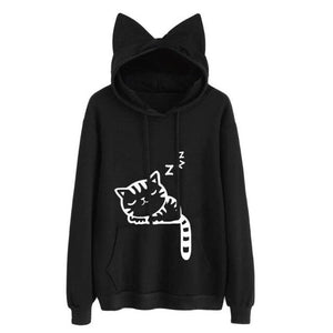 Women Cat Hoodie Long Sleeve Sweatshirt Jumper Coat Hooded Pullover Tops